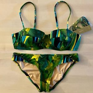 J.Crew green jungle print bikini top and bottom